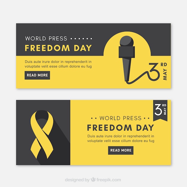 Black and yellow banners for world press freedom day