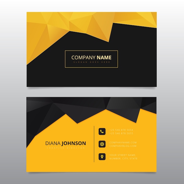 Black and yellow business card