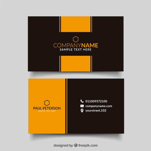 Black and yellow business card