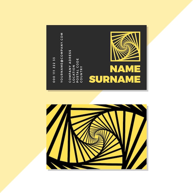 Free Vector black and yellow distorted swirl business card