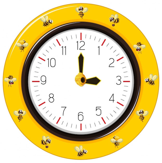 Free Vector black and yellow stripes bee clock