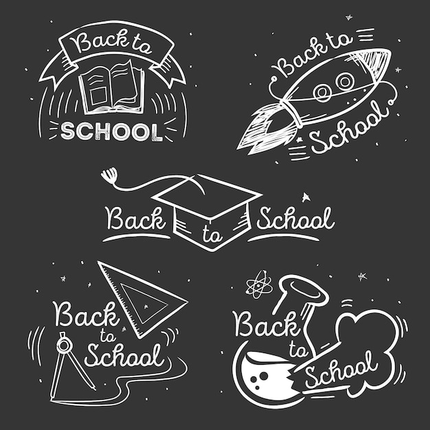 Blackboard back to school badges collection