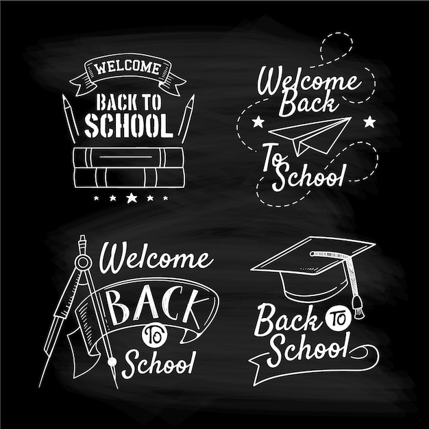 Blackboard back to school badges collection