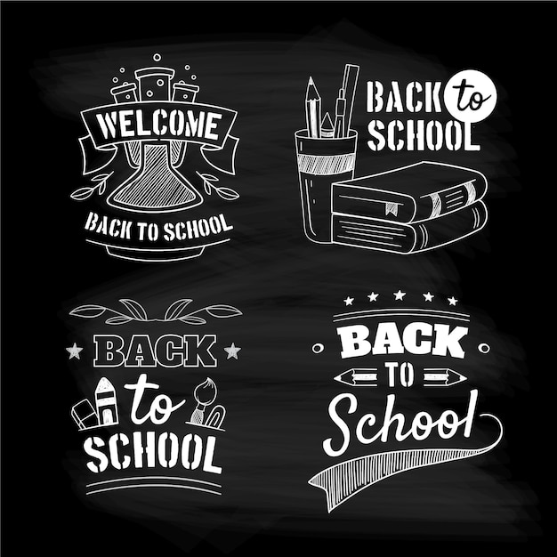 Free Vector blackboard back to school badges collection