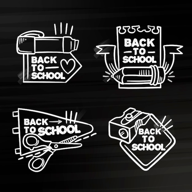 Free vector blackboard back to school badges theme