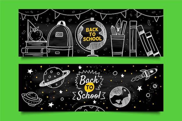 Free Vector blackboard back to school banners template