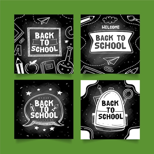 Free Vector blackboard back to school instagram post collection