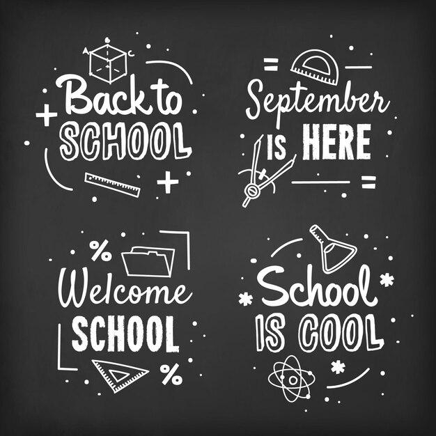 Blackboard back to school labels collection