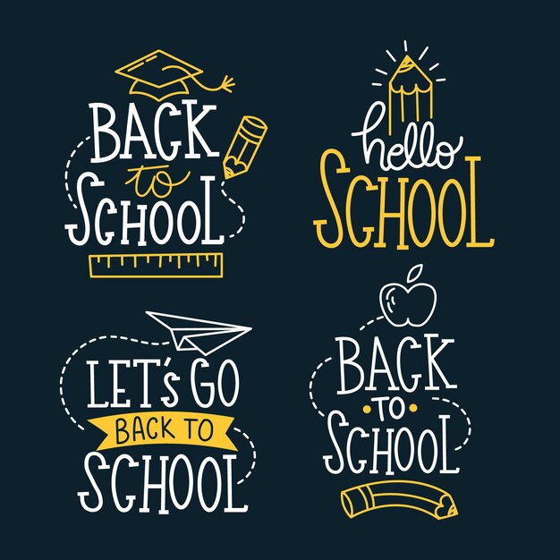 Free vector blackboard back to school labels collection