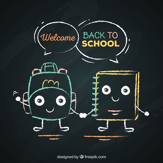 Free vector blackboard background with school sketches