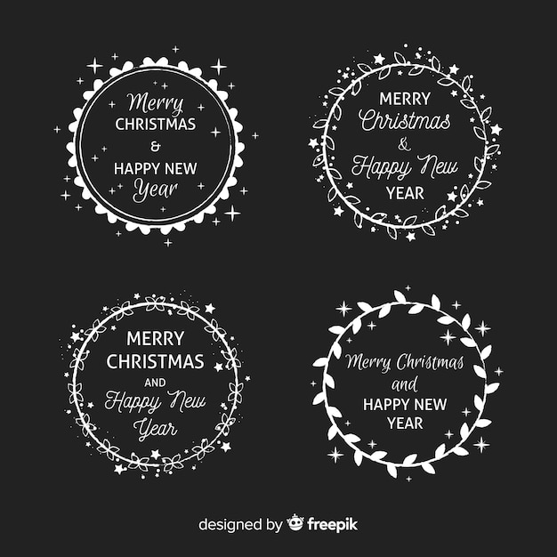 Free Vector blackboard christmas badge collection