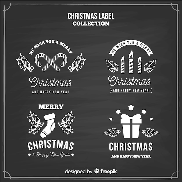 Blackboard christmas label collection