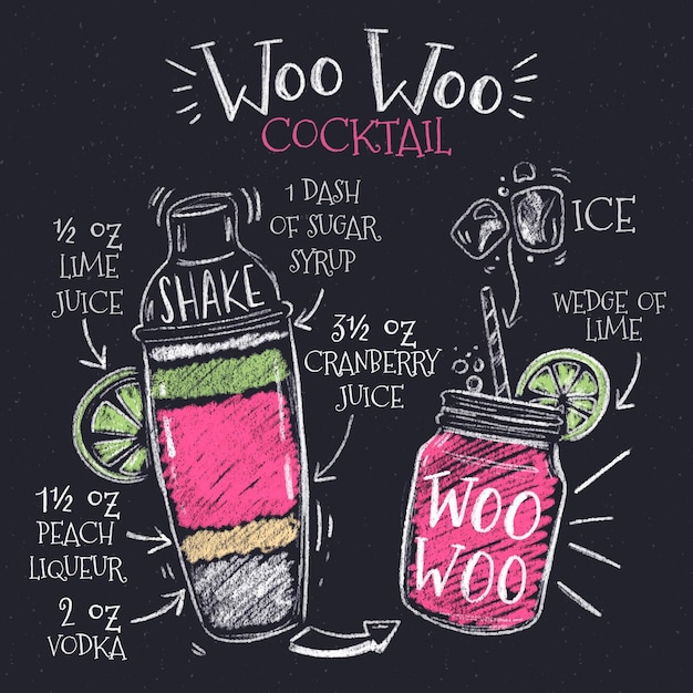 Free Vector blackboard cocktail recipe illustration