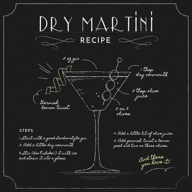 Blackboard cocktail recipe