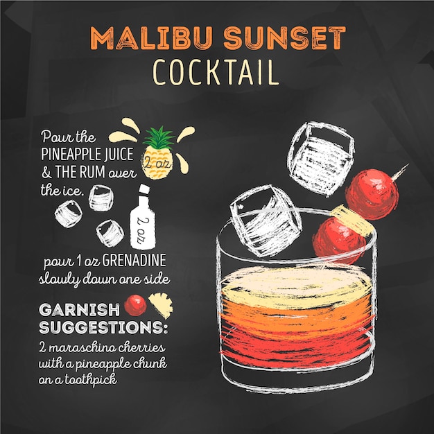 Blackboard cocktail recipe