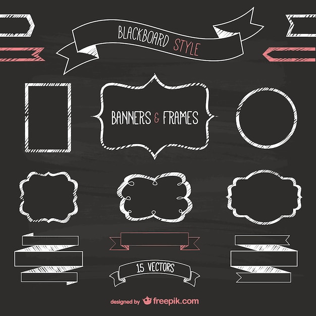 Free Vector blackboard style banners and frames