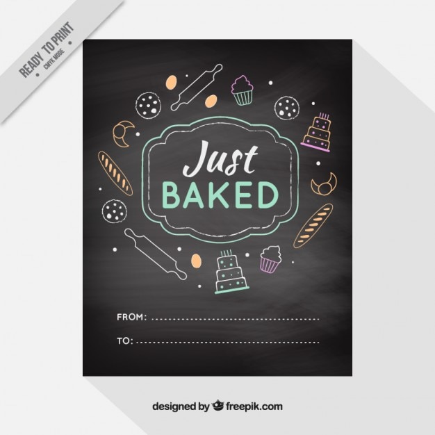 Free Vector blackboard with hand drawn  bakery products