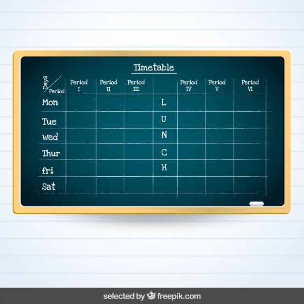 Free vector blackboard with timetable