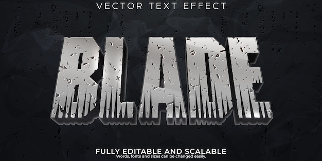 Free Vector blade metallic text effect editable forest and warrior text style