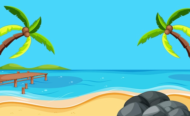 Free vector blank beach scene with two coconut trees