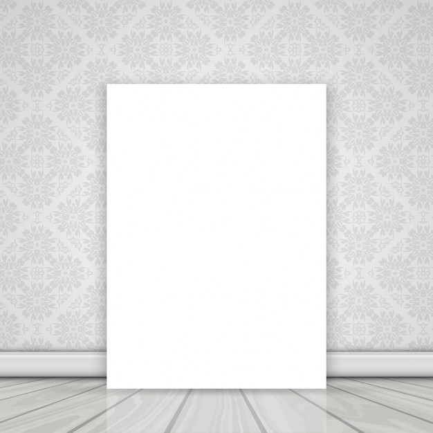 Free Vector blank canvas on the floor leaning against a wall