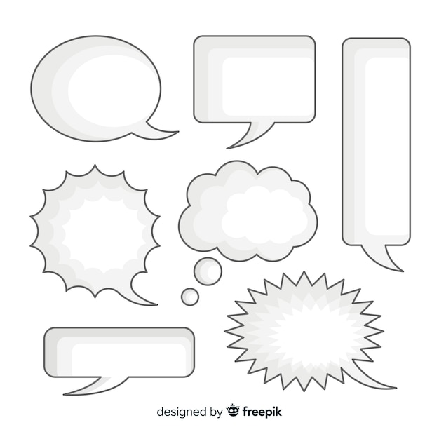 Blank clear speech bubbles collection