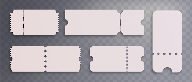 Free vector blank entry tickets set on transparent background