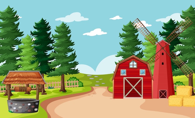 Free Vector blank farm scene in cartoon style