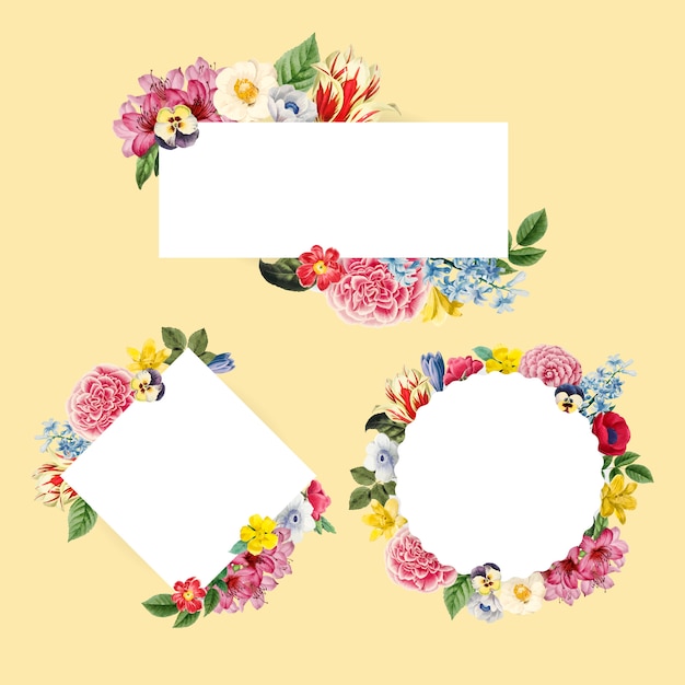 Blank floral frame collection vector