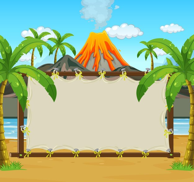 Blank frame on prehistoric scene background