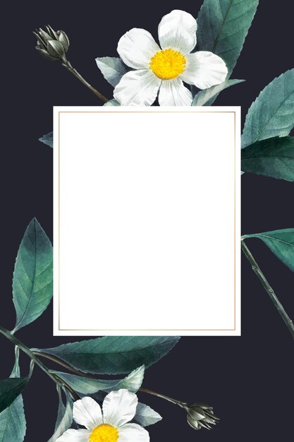 Blank frame  on summer botanical pattern