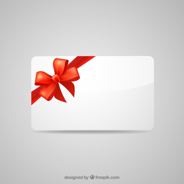 Blank gift card with red ribbon