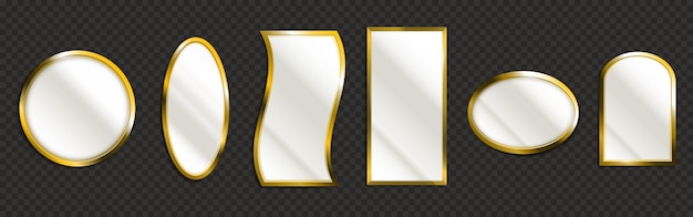 Blank golden frames isolated on transparent