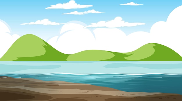 Free Vector blank nature landscape at daytime scene with mountain background