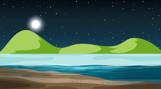 Free Vector blank nature landscape at night scene with mountain