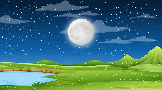 Free vector blank nature landscape at night scene