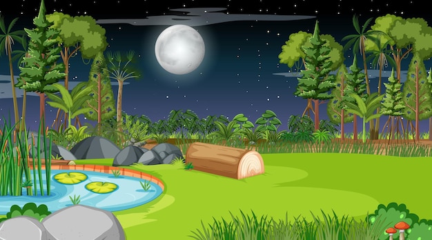 Blank nature landscape at night scene