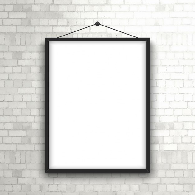 Free Vector blank picture frame hanging on a brick wall