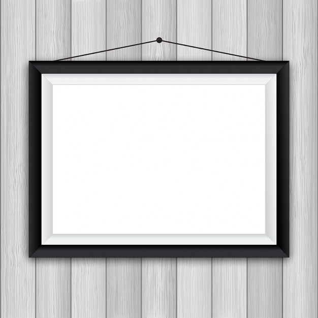 Free Vector blank picture frame on a wooden wall background