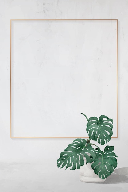 Free Vector blank rectangle monstera frame