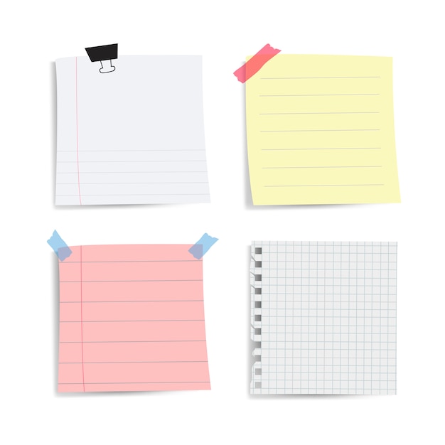 Blank reminder paper notes set