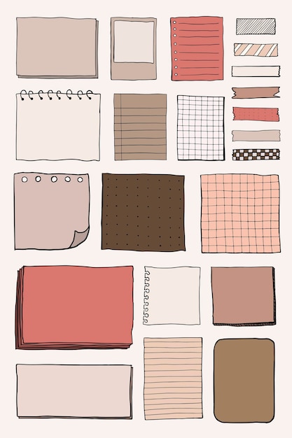 Blank reminder paper notes vector set