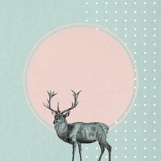 Free vector blank round frame with a deer