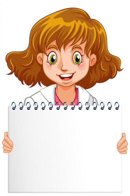 Blank sign template with happy doctor on white background