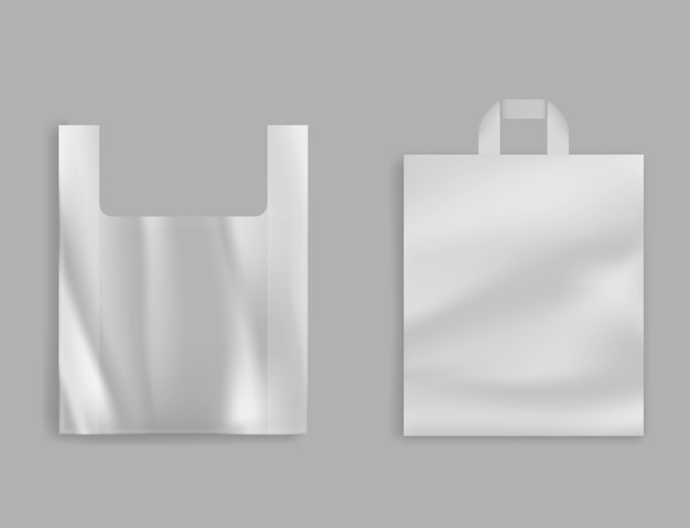 Blank t-shirt plastic bag, polyethylene packet with handles for grocery shop