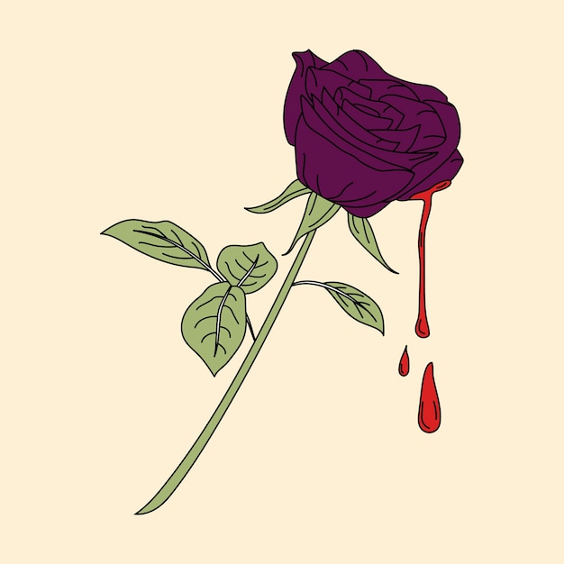 Free vector bleeding purple rose sticker vector