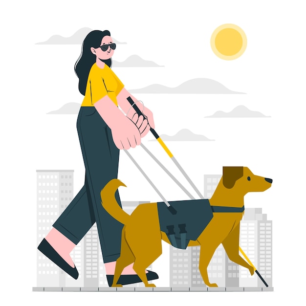 Blind people with dog concept illustration