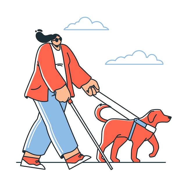 Free Vector blind people with dog concept illustration