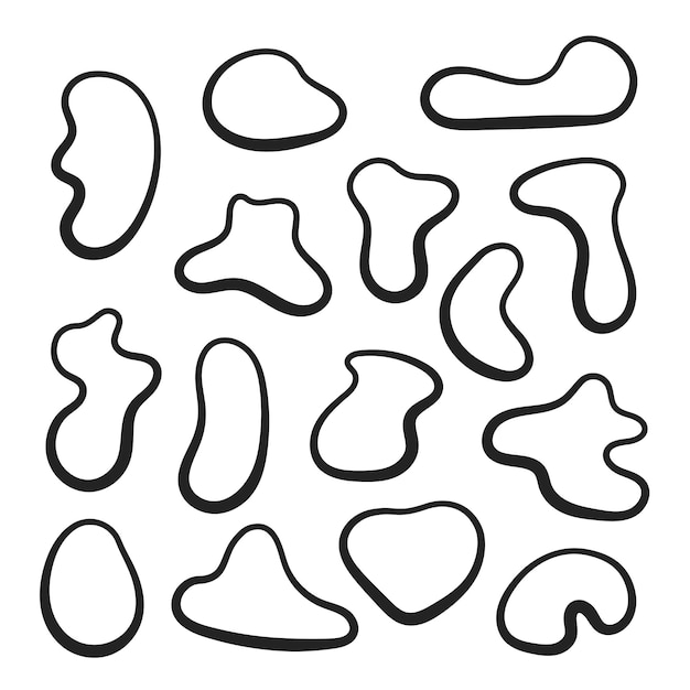 Free vector blobs set outline hand drawn