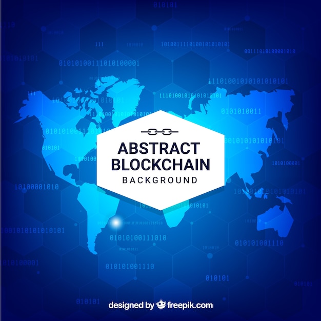 Free vector blockchain background with world map